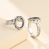 Antique Style Oval Cabochon Ring Setting Thai Sterling Silver Adjustable Base