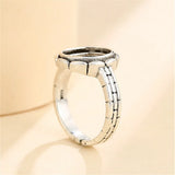 Antique Style Oval Cabochon Ring Setting Thai Sterling Silver Adjustable Base