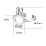 Rabbit Shape Adjustable Ring Base 925 Silver Zircon SR0099