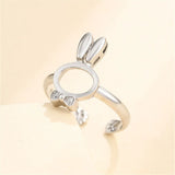 Rabbit Shape Adjustable Ring Base 925 Silver Zircon SR0099