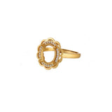 925 Silver Zircon Adjustable Ring for 8x10mm Cabochons