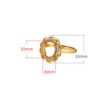 925 Silver Zircon Adjustable Ring for 8x10mm Cabochons