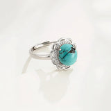 925 Silver Zircon Adjustable Ring for 8x10mm Cabochons