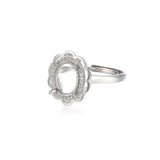 925 Silver Zircon Adjustable Ring for 8x10mm Cabochons