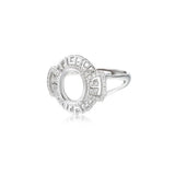 925 Silver Zircon Adjustable Ring Base for 8x10mm Oval Cabochons SR0206