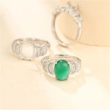 925 Silver Zircon Adjustable Ring Blank for 8x10mm Oval Cabochons SR0164