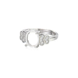 925 Silver Zircon Adjustable Ring Blank for 8x10mm Cabochons SR0126