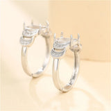 925 Silver Zircon Adjustable Ring Blank for 8x10mm Oval Cabochons SR0164