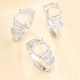 925 Silver Zircon Adjustable Ring Blank for 8x10mm Oval Cabochons SR0164