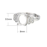 925 Silver Zircon Adjustable Ring Blank for 8x10mm Cabochons SR0126