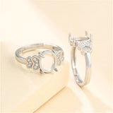 925 Silver Zircon Adjustable Ring Blank for 8x10mm Cabochons SR0126