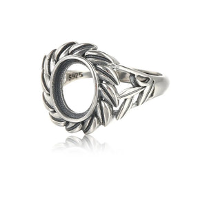 Thai Silver Adjustable Ring Setting for 8x10mm Oval Cabochons