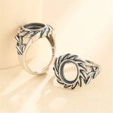 Thai Silver Adjustable Ring Setting for 8x10mm Oval Cabochons
