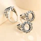 Thai Silver Adjustable Ring Setting for 8x10mm Oval Cabochons