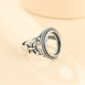 Thai Silver Adjustable Band Ring Base for 8x11mm Cabochons SR0014