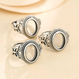 Thai Silver Adjustable Band Ring Base for 8x11mm Cabochons SR0014