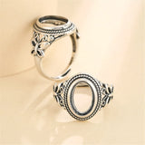 Thai Silver Adjustable Band Ring Base for 8x11mm Cabochons SR0014