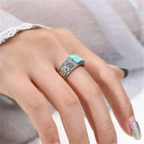 Square Cabochon Ring Setting 925 Sterling Silver Adjustable Band RB020S