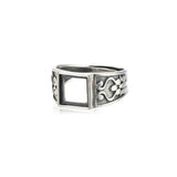 Square Cabochon Ring Setting 925 Sterling Silver Adjustable Band RB020S