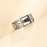 8x8mm Square Cabochon Ring Setting Adjustable Band Thai Silver SR0015