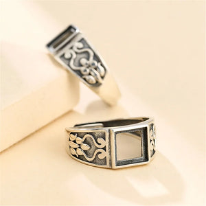 8x8mm Square Cabochon Ring Setting Adjustable Band Thai Silver SR0015