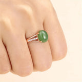 925 Silver Zircon Adjustable Ring Blank for 8x9mm Oval Cabochons