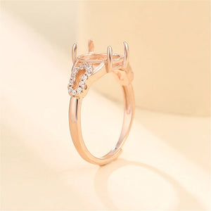 Rose Plated 925 Silver Oval Cabochon Ring Setting