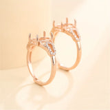 Rose Plated 925 Silver Oval Cabochon Ring Setting