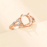Rose Plated 925 Silver Oval Cabochon Ring Setting