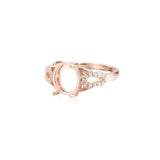 Rose Plated 925 Silver Oval Cabochon Ring Setting