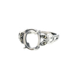 Thai Silver Oval Cabochon Ring Setting with Rhinestone Adjustable Band SR0352