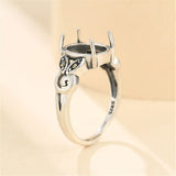 Thai Silver Oval Cabochon Ring Setting with Rhinestone Adjustable Band SR0352