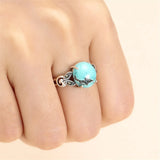 Thai Silver Oval Cabochon Ring Setting with Rhinestone Adjustable Band SR0352