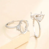 925 Silver Adjustable Ring Blank with Zircon