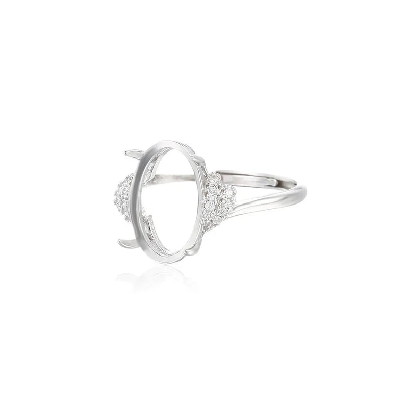 925 Silver Adjustable Ring Blank with Zircon
