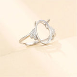 925 Silver Adjustable Ring Blank with Zircon