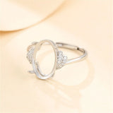 925 Silver Adjustable Ring Blank with Zircon