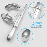 Ring Size Measuring Tool Set with Ring Mandrel Ring Gauge Jewelry Hammer