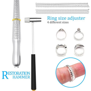 Ring Size Measuring Tool Set with Ring Mandrel Ring Gauge Jewelry Hammer