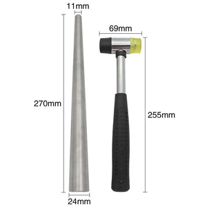Ring Sizer Mandrel Kit Jewelers Rubber Hammer Mallet with Steel Ring Mandrel