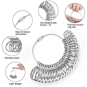 Aluminum Ring Mandrel Dual Measurement Size Metal Rings Sizers Tools Kit
