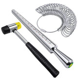 Ring Sizer Measuring Tool Set Metal Ring Sizer Gauge Kit Jeweler's Mallet Hammer