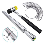Ring Sizer Measuring Tool Set with Mandrel Gauge Kit Hammer US Plug