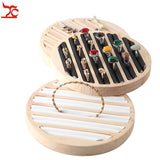 Bamboo Wood Ring Display Tray Round 6 Long Slot Bracelet Tray