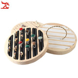 Bamboo Wood Ring Display Tray Round 6 Long Slot Bracelet Tray