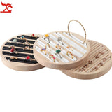 Bamboo Wood Ring Display Tray Round 6 Long Slot Bracelet Tray