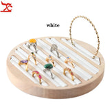 Bamboo Wood Ring Display Tray Round 6 Long Slot Bracelet Tray