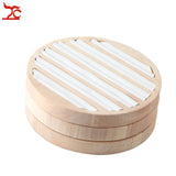 Bamboo Wood Ring Display Tray Round 6 Long Slot Bracelet Tray