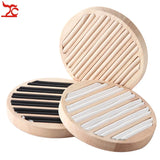 Bamboo Wood Ring Display Tray Round 6 Long Slot Bracelet Tray