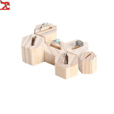 Bamboo Wood Hexagonal Ring Display Stand Jewelry Storage